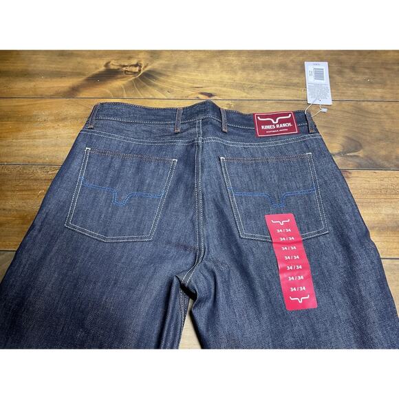 Kimes Ranch Men's Dillon Raw Jeans Blue 100% Cotton Wide Bootcut 34x34 USA Made - Picture 9 of 13